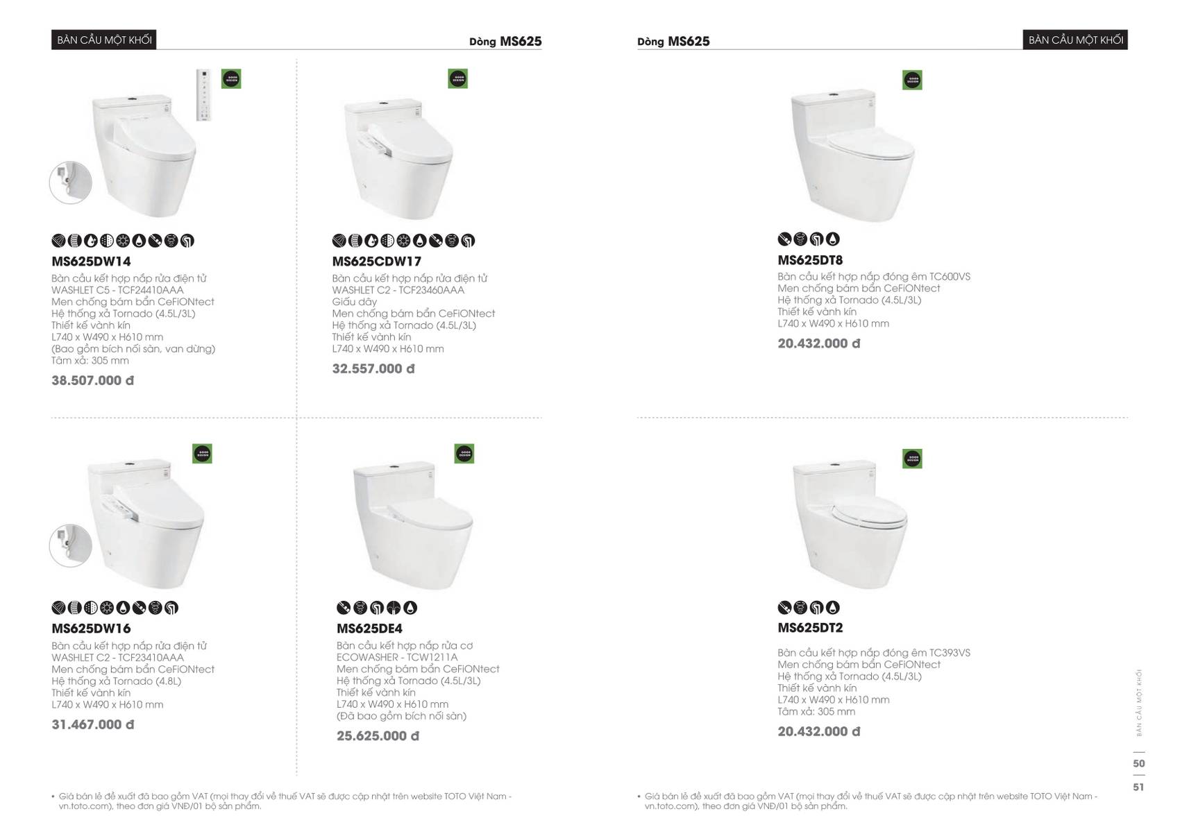 Thiết bị vệ sinh TOTO Catalogue và Bảng giá mới nhất  2025 /Page 26